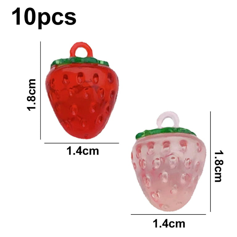 3D Red Strawberry Pendants, Resin Strawberry Beads with Green Leaf Fruit  Hanging Pendant DIY Crafts Supplies Decoration Accessories for Jewelry  Making Necklaces Earrings Keychain 