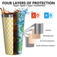 thumbnail image 3 of 16oz Tumblers Yellow and White Checkerboard Pattern Stainless Steel Vacuum Insulated Double Wall Travel Tumbler Cups Mug with Lid and Straw,Cleaning Brush for Coffee,Tea, 3 of 4