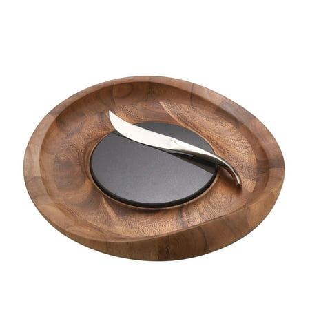 Nambe Butterfly Wood Cheese Tray with Knife