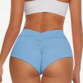 thumbnail image 5 of BODOAO Scrunch Booty Shorts for Women V Back High Waisted Yoga Shorts Cut Out Rave Bottoms Butt Lifting Short Mini Hot Pants Yoga Shorts Cut Out Bottoms Short Hot Pants Light Blue S, 5 of 5