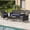 Brown Navy Blue, variant on 4Pcs Patio Furniture Set, Rattan Outdoor Furniture with Upholstered Sofa, 2 Chairs & Coffee Table, Modern Conversation Bistro Set for Garden Backyard Porch (Grey and Blue)