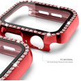 thumbnail image 4 of 2 Pack Apple Watch Case with Tempered Glass Screen Protector for Apple Watch 40mm, Bling Diamond Rhinestone Bumper Full Cover Protective Case Compatible with iWatch Series 6/5/4/SE, Red, 4 of 7