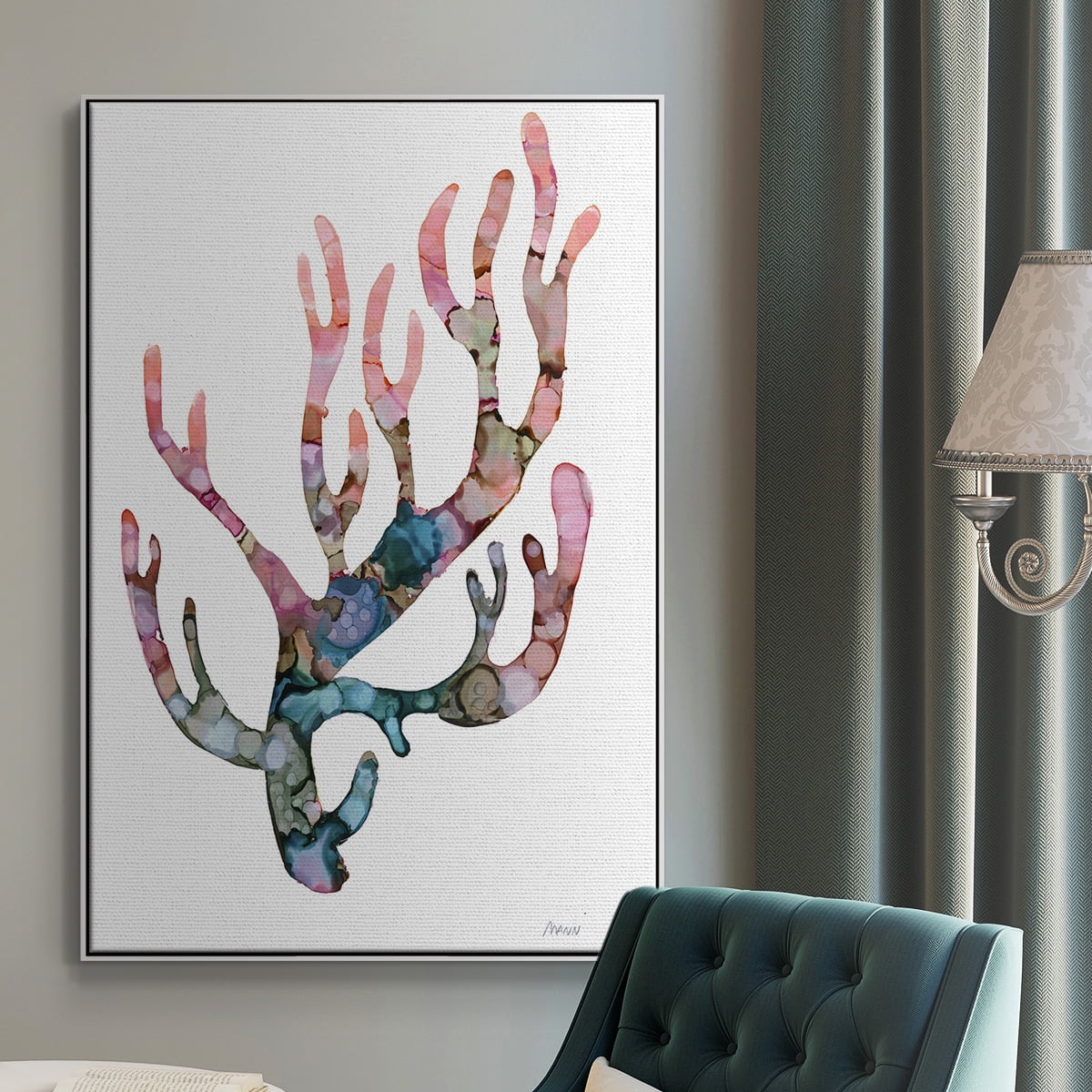 Sea Coral II Framed Premium Gallery Wrapped Canvas - Ready to Hang - 17 x 25 - White Floating Frame