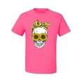 thumbnail image 2 of Skull Sunflower Skeleton Bandana Inspirational/Christian Men's Graphic T-Shirt, Neon Pink, X-Large, 2 of 3