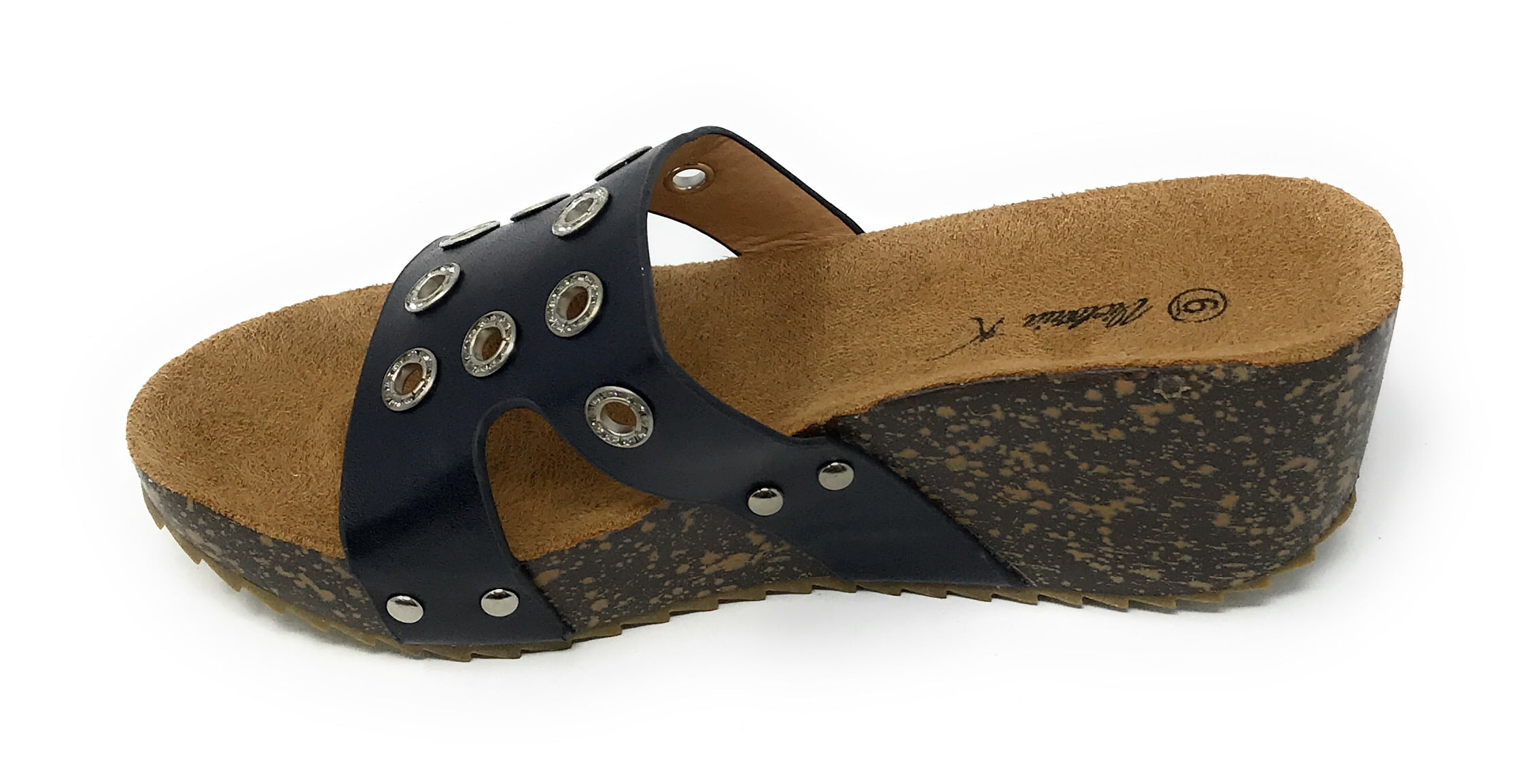 Victoria K Women's Circular Rhinestones Cork Wedge Sandals