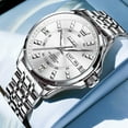 thumbnail image 3 of OLEVS Watches for Men Business Dress Analog Quartz Date Stainless Steel Easy Read Waterproof Luminous Luxury Casual Mens Wrist Watches Reloj Para Hombre Gold/Silver/Blue, 3 of 13