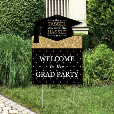 Big Dot of Happiness Gold Graduation Party Decorations - Grad Party Welcome Yard Sign