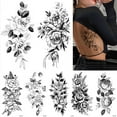 Qisiwole Temporary Tattoos For Women Black Rose Flower Tattoos Stickers Waterproof Temporary 0512