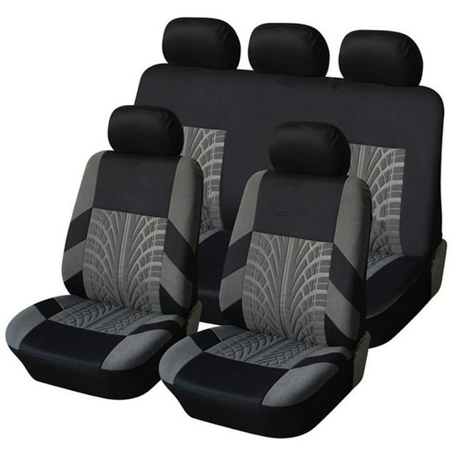 Funda Asiento Coche 9s de asiento de coche de lujo de 9 piezas Asiento delantero + trasero Negro A p Abody Funda Asiento Coche