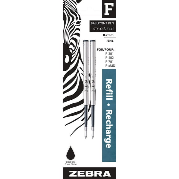 ZEBRA F-Refill, Fine Point, Black, 2 Pack