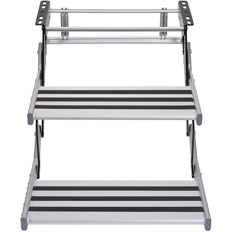 Hike Crew Manual RV Steps, Two-Step Retractable Camper Platform with Lock  Spring 