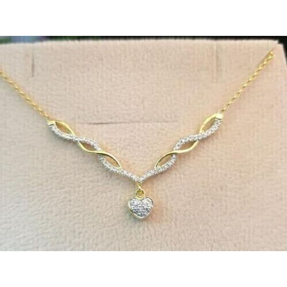 2.20 Ct Round Lab Created Diamond Fancy Pendant Necklace 14K Yellow Gold Plated