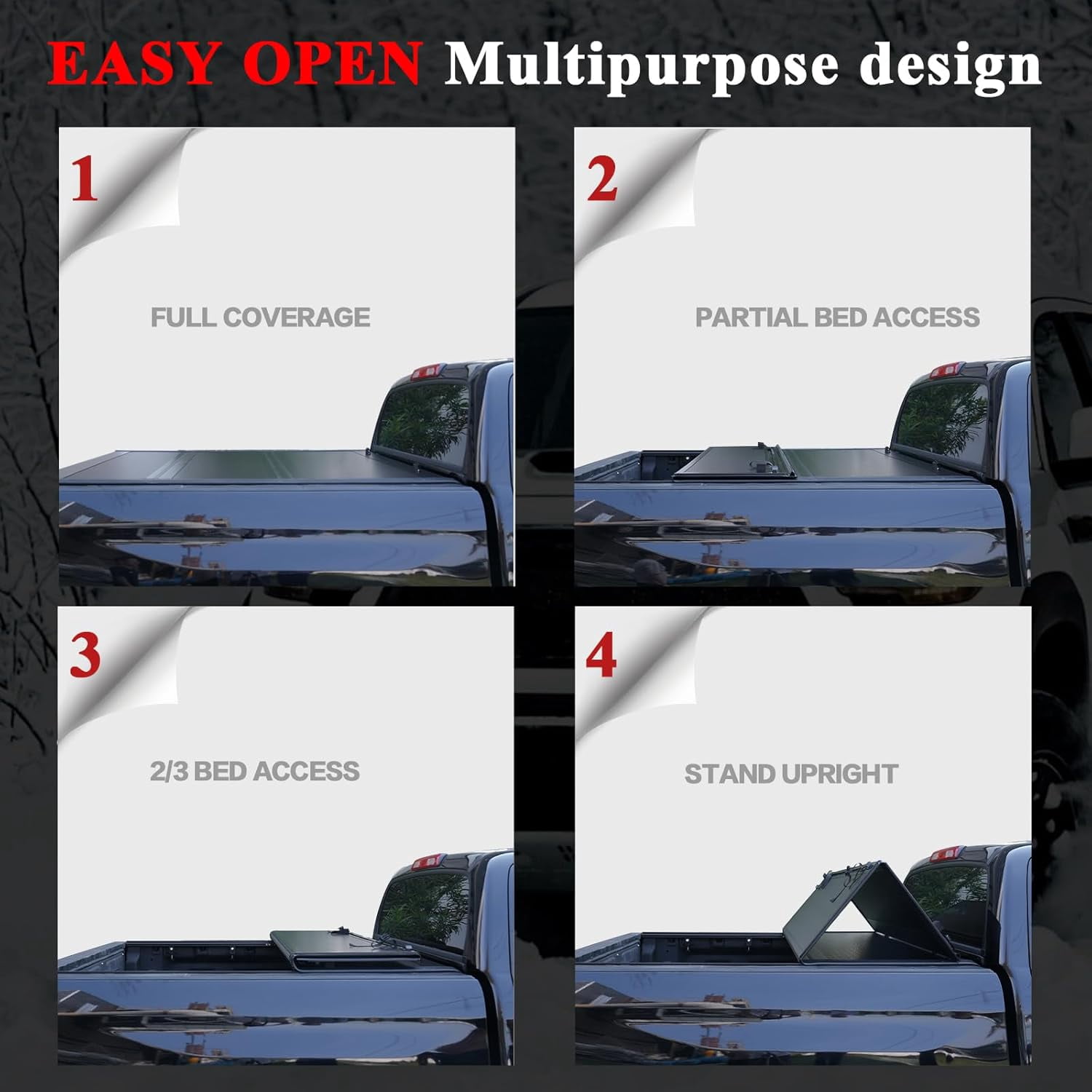 TPA Low Profile Hard Tri-Fold Truck Bed Tonneau Cover Fits for 2022-2024 Nissan Frontier 5 ft Bed, FPR Waterproof One-Handed Open Anti-Theft