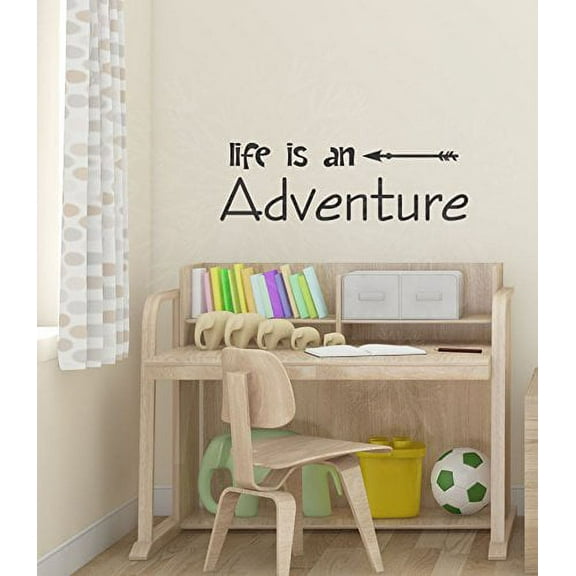 Life Is An Adventure Home Decor Vinyl Decals Wall Stickers, Black, 23x7-Inch