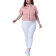 thumbnail image 2 of Chaqueta de mezclilla de manga corta con botones para mujer de tallas grandes Agnes Orinda 3X Rosa, 2 of 5