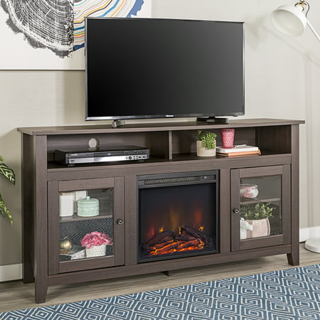 58″ Wood Highboy Fireplace TV Stand for TVs up to 60″