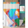 thumbnail image 2 of No Hook Shower Curtain with Snap in Liner, Boho Abstract Geometric Teal Blue Orange Hotel Shower Curtains for Bathroom, Washable Shower Curtain Liner Set with Mesh Top Window, 48"x72", 2 of 6