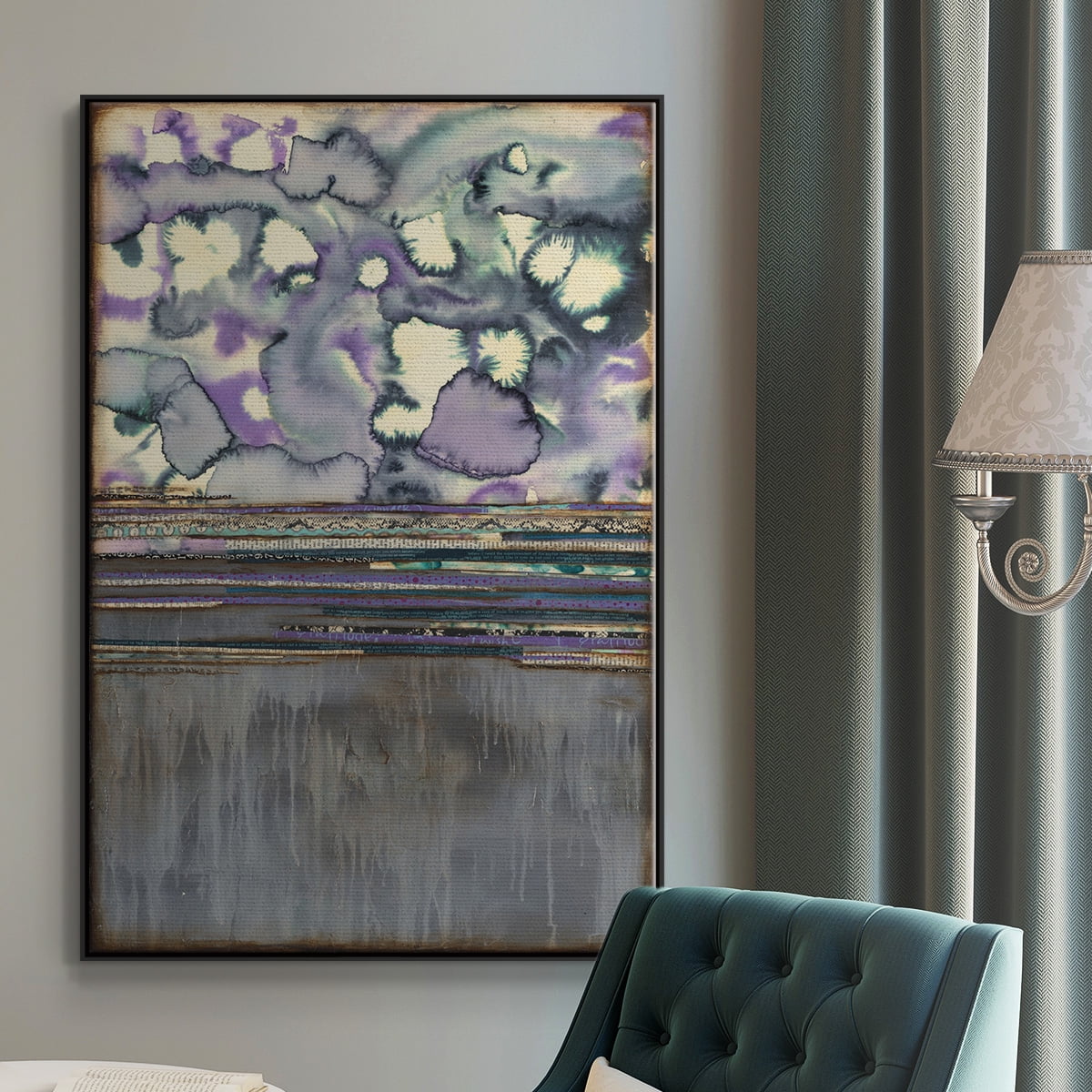 Fireworks Framed Premium Gallery Wrapped Canvas - Ready to Hang - 17 x 25 - Black Floating Frame