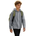thumbnail image 5 of RUTAYY Boys Hoodie Casual Full Zip Long Sleeve Solid Color Jacket Outdoor Daily Wear Grey, 5 of 6