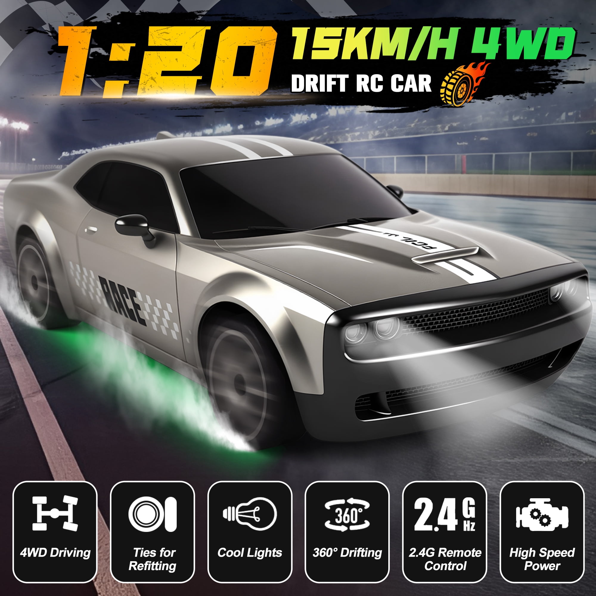 Remote Control Car - 1:14 Alloy High Speed Fast RC, 25 KM/H RC Racing Cars, RC Drift Car for Kids Adults , Off Road Variable-Speed Vehicle with 2 Rechargeable Battery