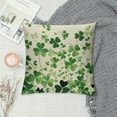 thumbnail image 2 of Awypu  St Patricks Day Pillows Covers 18x18 Inch Green Watercolor Lucky Clover Decorative White Pillows Cases Shamrock Spring Cushion Case Decoration Farmhouse for Sofa Couch, 2 of 5