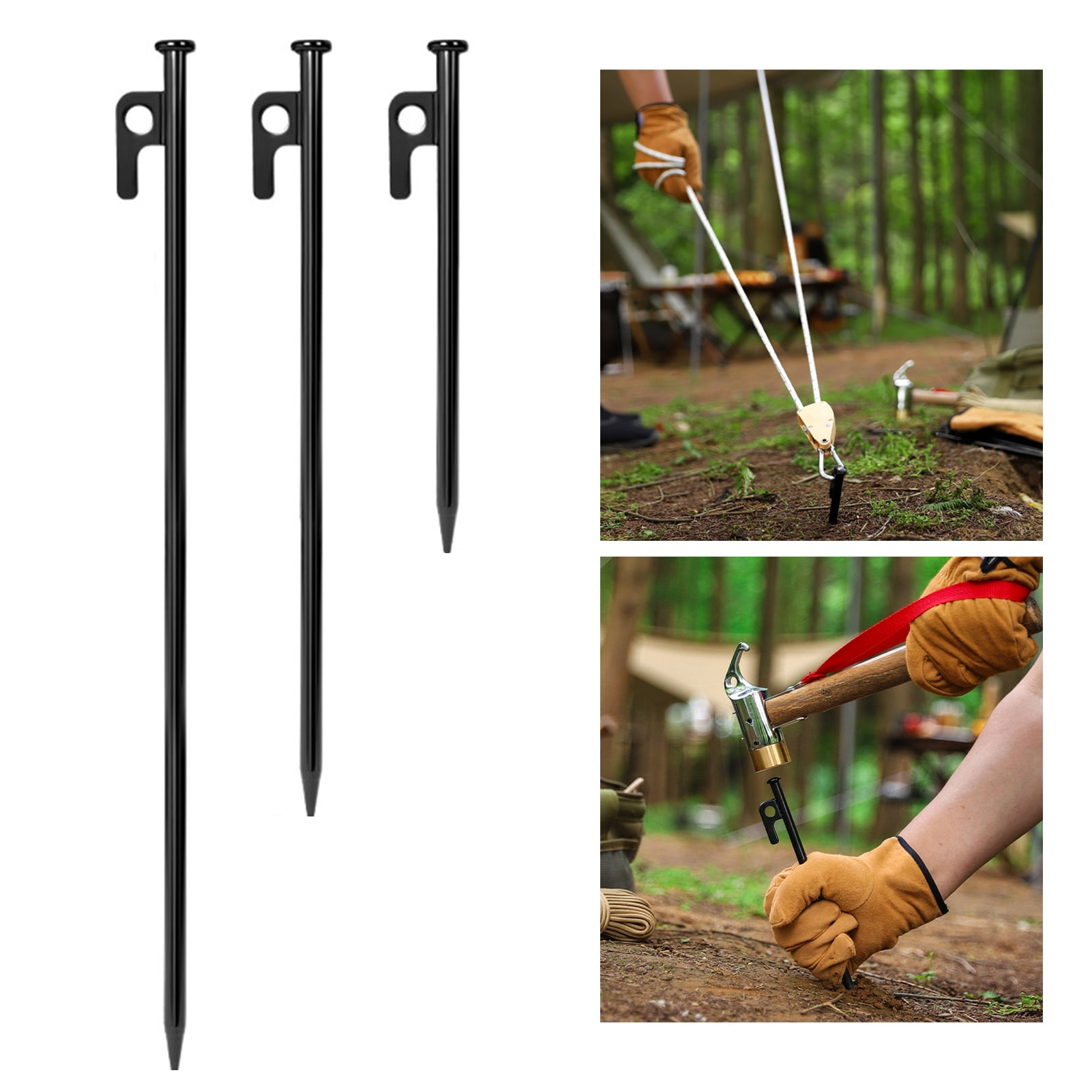 YIFAEUX 5Pcs 20/30/40CM 9MM Tent Stake Heavy Duty Multi-functional Outdoor Garden Yard Camping Tarp Canopy Windproof Ground Spike Metal Tent Peg