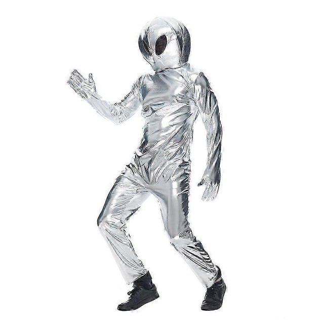 Ufo Alien Cosplay Costume Astronaut Silver Jumpsuit Halloween Carnival Party Costume For Men Women