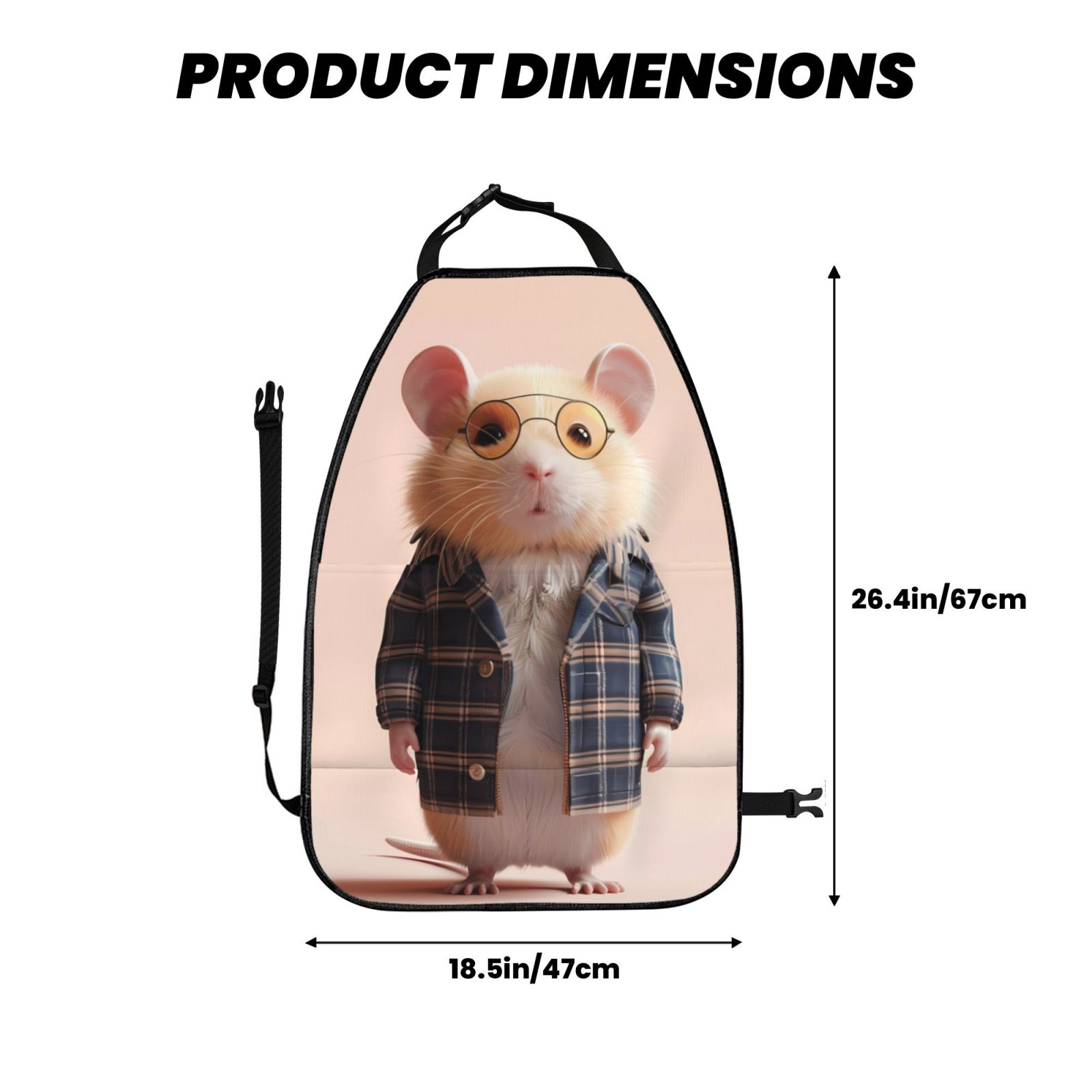 Kdxio Cute Mouse In Glasses Print 2 Pack Car Kick Mat Seat Cover Back Protector Mat with Pockets for Organizer Backseat Protector and Storage Anti Kick Pad for Vehicles