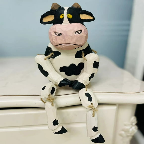 Boovnll Room Decor, Home Decor Cow Figurines Decor Wood Cow Adorable Cow Figurines Small Cow Statues Cow Figurine Decors Cows Cow Ornaments Dairy Cow Figurin, Home Decor, Bedroom Decor