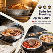 Fit Meal Prep 45 pack 9 Round Aluminum Foil Pans with Clear Dome Lids, Pie Tins Disposable 9 inch with Lids, Take Out Containers, Freezer Oven Safe Aluminum Baking Pans for Storing, Cooking, Storage