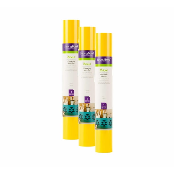 Vinilo de transferencia de calor Cricut Everyday Iron On amarillo, paquete de 3
