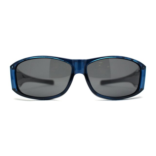 Polarized 60mm Classic Fit Over Wrap Rectangular Sunglasses Blue Black