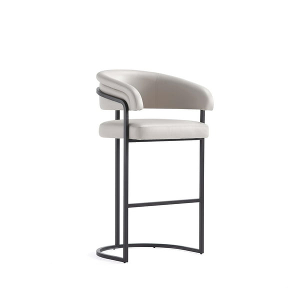 Manhattan Comfort Augusta Barstool with Metal Base in Light Gray