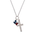 thumbnail image 2 of Delight Jewelry Silvertone Enamel Lone Star Texas I Set You Apart Engraved Cross Zoey Necklace, 28", 2 of 4