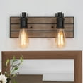 thumbnail image 2 of LNC 2-Light Bronze and Brown Wood Farmhouse Bathroom Vanity Light,13.8"L x 5.5"D x 5"H, 2 of 10