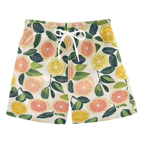 FORMRS Boys Swim Trunks Quick Dry Mesh Liner Boardshorts Sizes XS-XL, Citrus Fruits