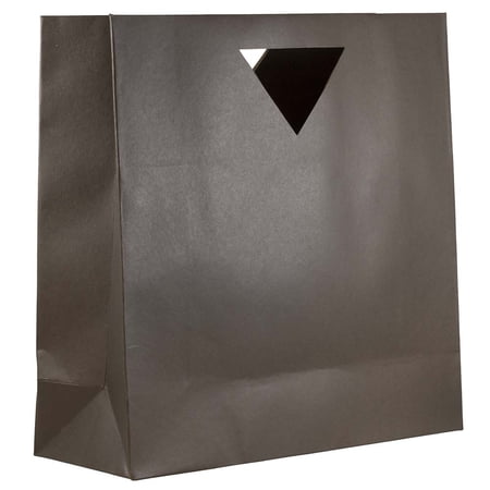 JAM Paper Die Cut Large Chocolate Brown Gift Bag, 15 x 5.5 x 15, 1/Pack