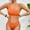 A_ Orange, variant on Women's Ribbed Bikini Sets Fashion Solid One Shoulder Top with Mid Waist Two Piece Bathing Suit White M