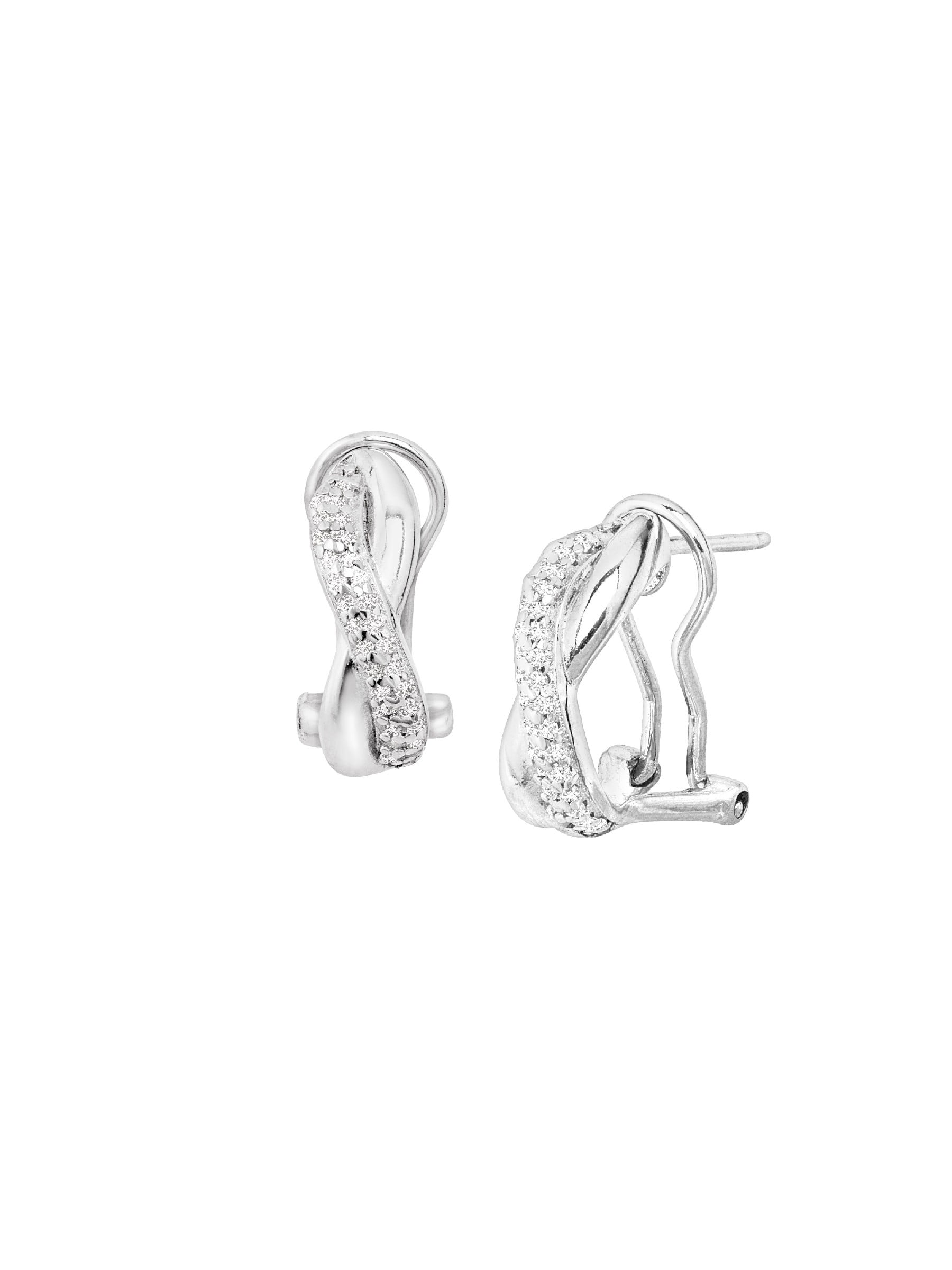Women's 1/2 ct Diamond x' Hoop Earrings in Sterling Silver