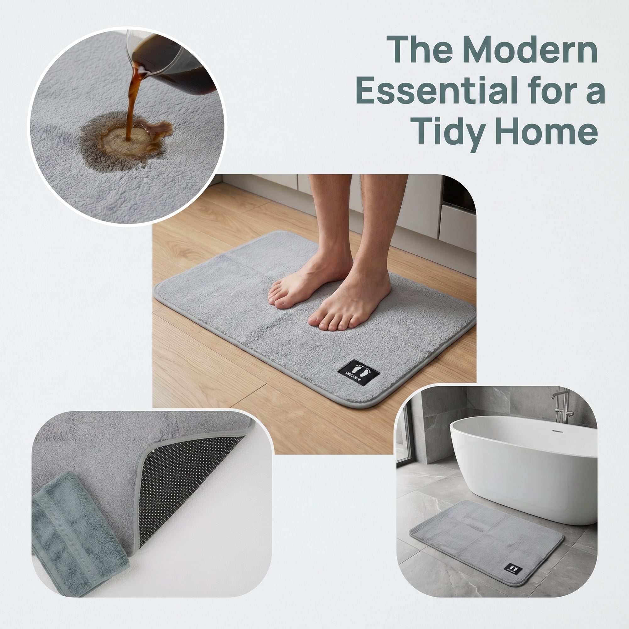 Unique Bargains Non Slip Absorbent Solid Color Polyester Runner Mat Light Grey 32" x 20"