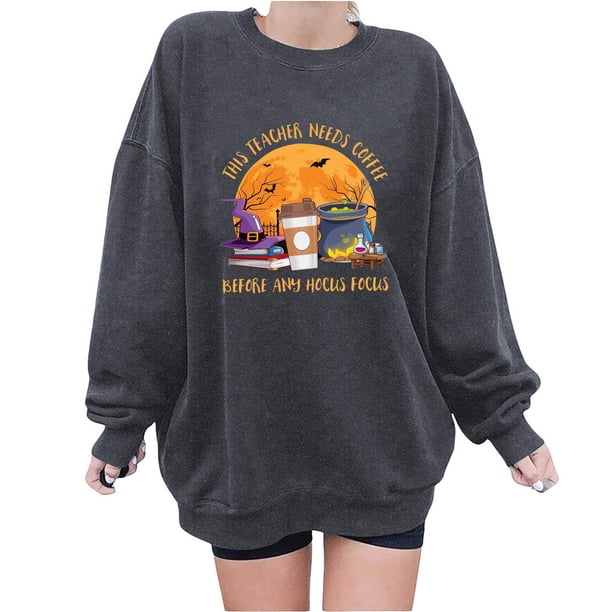 Blusa de manga larga suelta con estampado de moda para mujer, blusas informales con cuello redondo, sudaderas con capucha Pompotops FGAJ4635