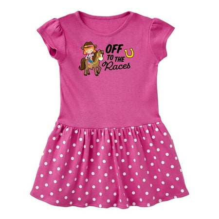 

Inktastic Off To The Races with Cowgirl on Horse Gift Toddler Girl Dress