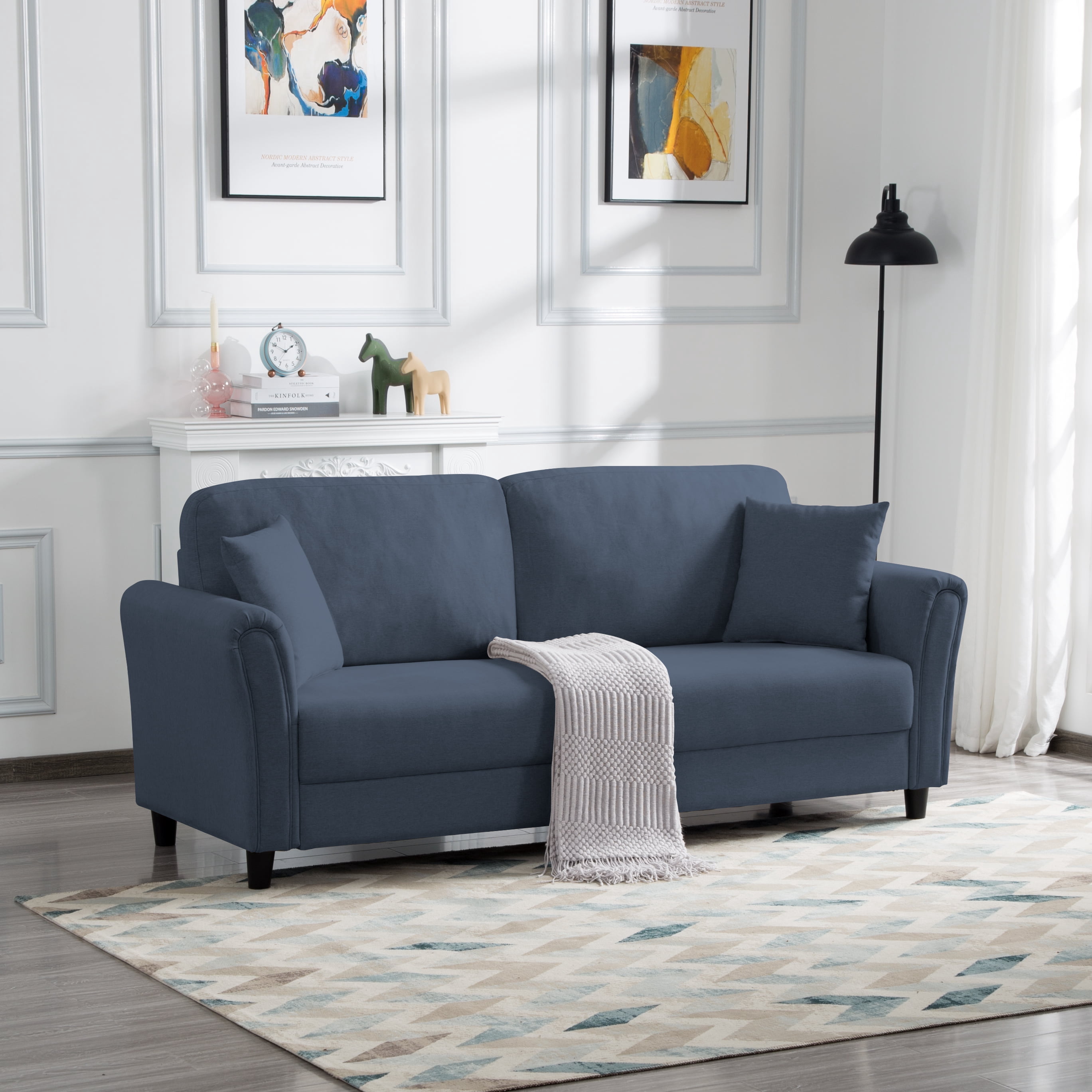BSHTI 81.5 inch European Style Modern Sofa Couch,Minimalism Couches Sofa for Livingroom(Navy Blue)
