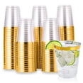 thumbnail image 1 of Berry Bloom 100 Vasos Reutilizables con Borde Dorado Paquete Con 100 Piezas, Copas Elegantes para Fiestas, Bodas, Postre, Cócteles, Vino (10 ONZAS), 1 of 8