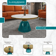 thumbnail image 2 of LeisureMod 30" Round Coffee Table with Sintered Stone Top and Brushed Gold Iron Rim Tempered Glass Pedestal Base No Assembly for Modern Home, Living Room Tully Collection in Blue/White Stone, 2 of 18
