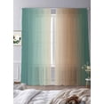 thumbnail image 3 of Gradient Green Sheer Curtains 2 Panels Set Modern Minimalist Brown Green Ocean Beach Sheer Window Curtains Light Filtering Rod Pocket Voile Drapes for Bedroom Living Room 52"X96", 3 of 8