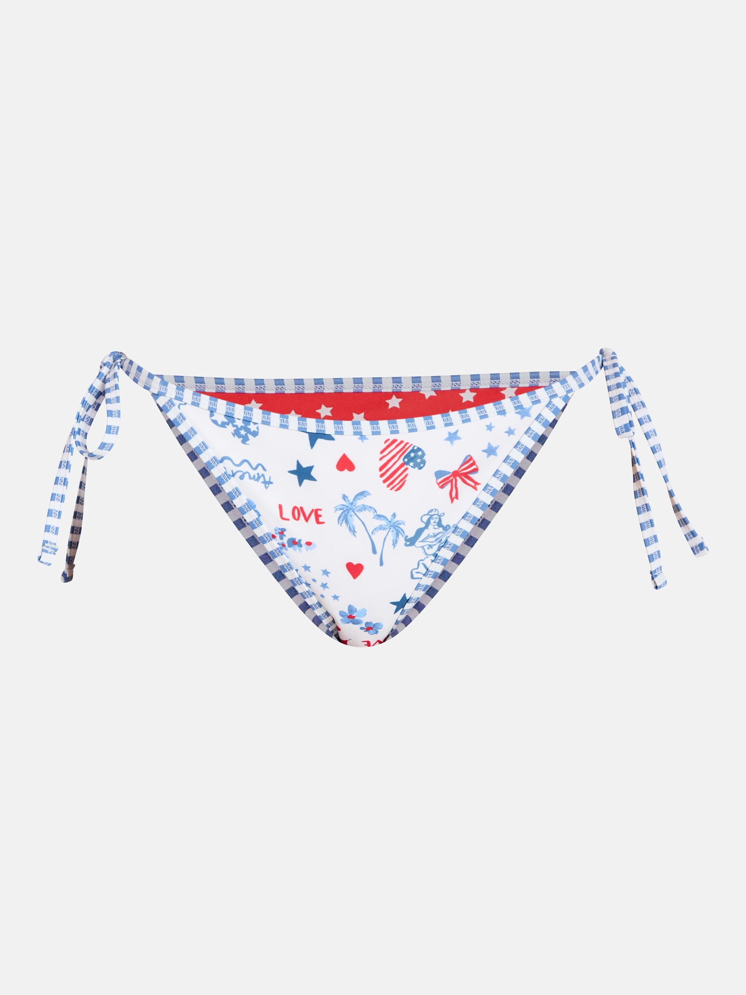 No Boundaries Celebration Print Reversible String Bikini Bottoms, Women's XXS-XXL