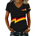 thumbnail image 1 of Women's Germany Football Graphic T-Shirt, V-Neck Casual Letter Print T-Shirt, Fashion Short Sleeve Graphic Tee, Summer Daily Lightweight Tops for Soccer Tournament 2026 Black Size: 2XL, 1 of 4