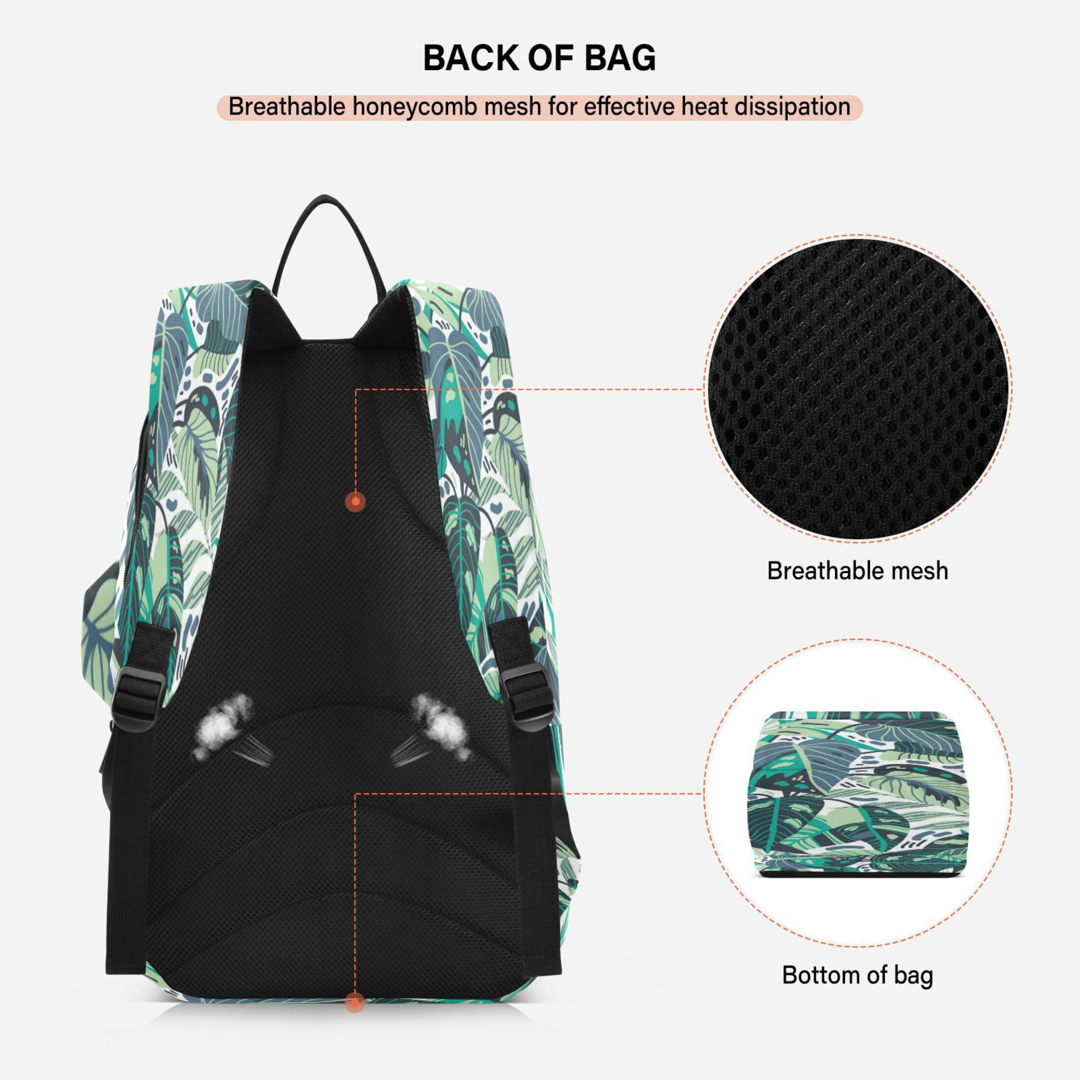 2 Racquet Holder Tennis Backpack Tennis Racket Covers Gym Bags Subdued Tropic - Artistic Tropical Pattern