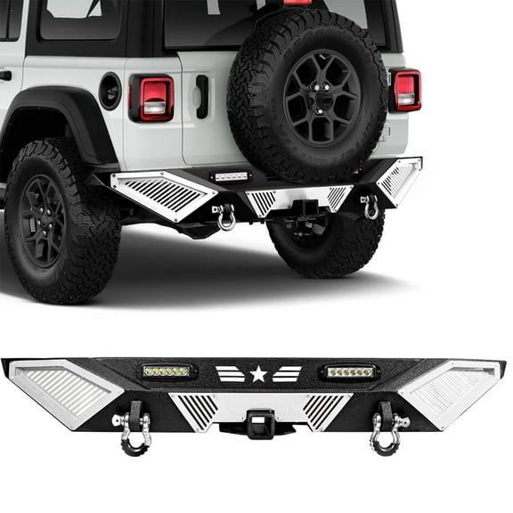 Rear Bumper for 2007-2018 Jeep Wrangler JK Unlimited w/LED Lights Hitch Receiver